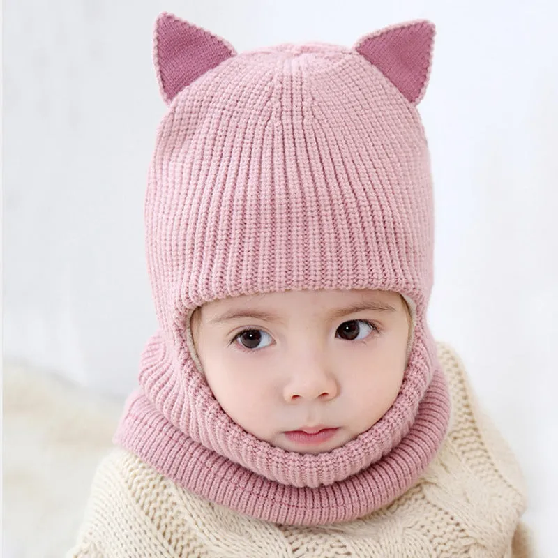 Baby winter scarf hat set in neutral monochrome wool with plus velvet lining for 2-5 year olds