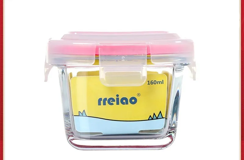 RREIAO infant food supplement food box 160ml in blue with glass body and PP lid