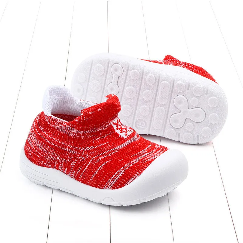 Spring children's soft sole walking shoes non-slip breathable low top in black blue red sizes 15-19