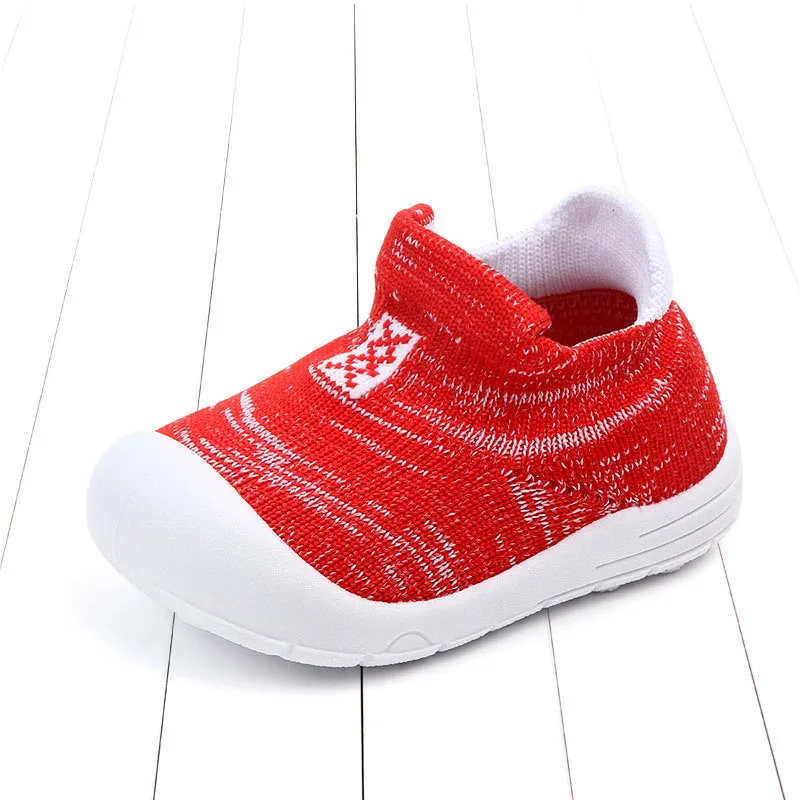 Spring children's soft sole walking shoes non-slip breathable low top in black blue red sizes 15-19