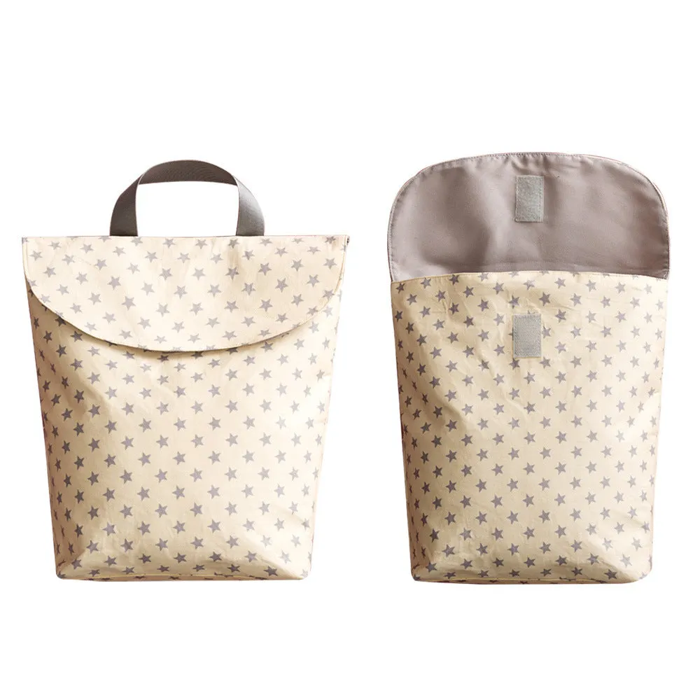 Baby diaper storage bag in grey little fox colour, large size 28.5 x 27.5 cm, made of polyester
