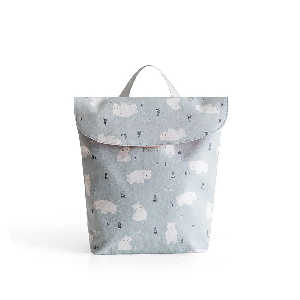 Baby diaper storage bag in grey little fox colour, large size 28.5 x 27.5 cm, made of polyester