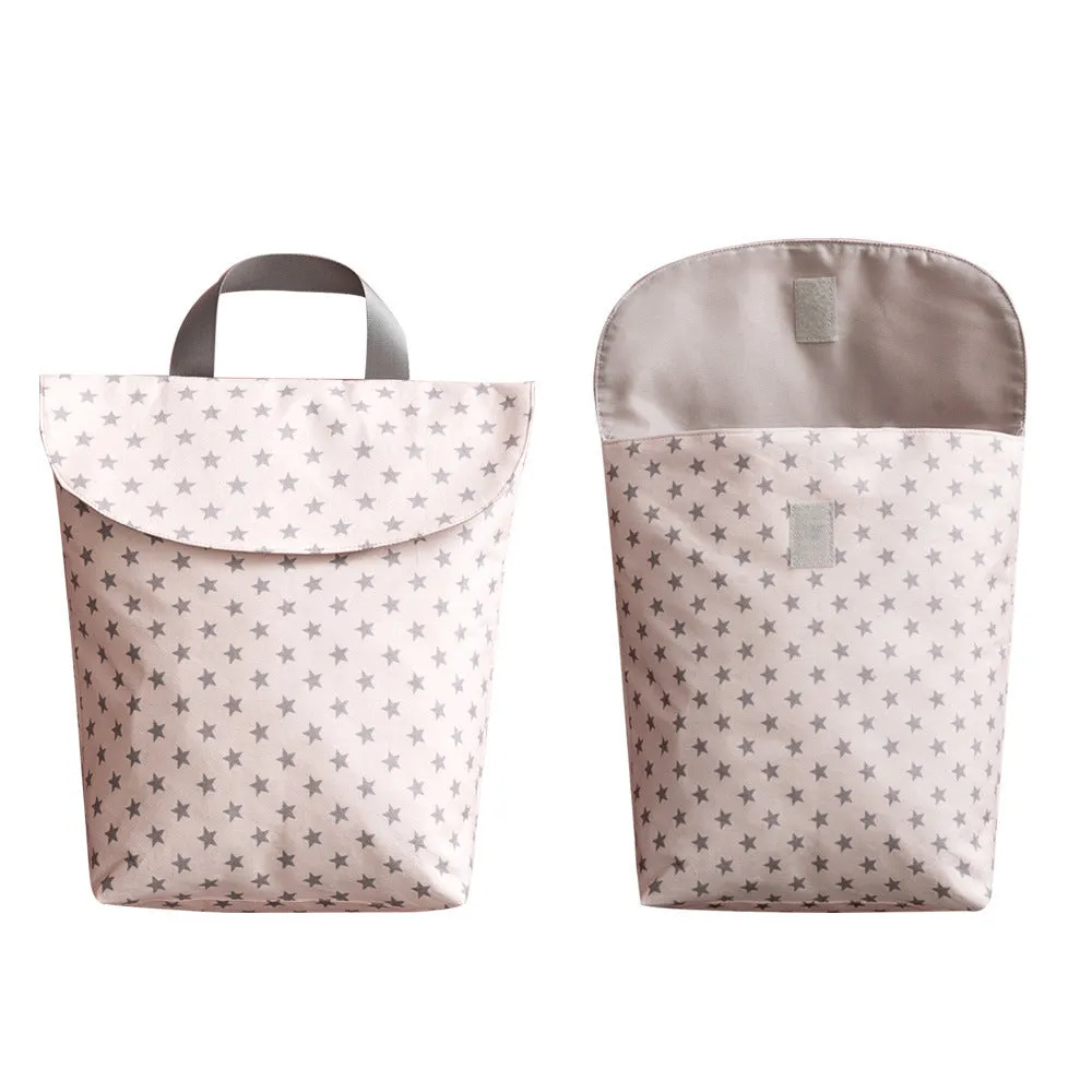 Baby diaper storage bag in grey little fox colour, large size 28.5 x 27.5 cm, made of polyester