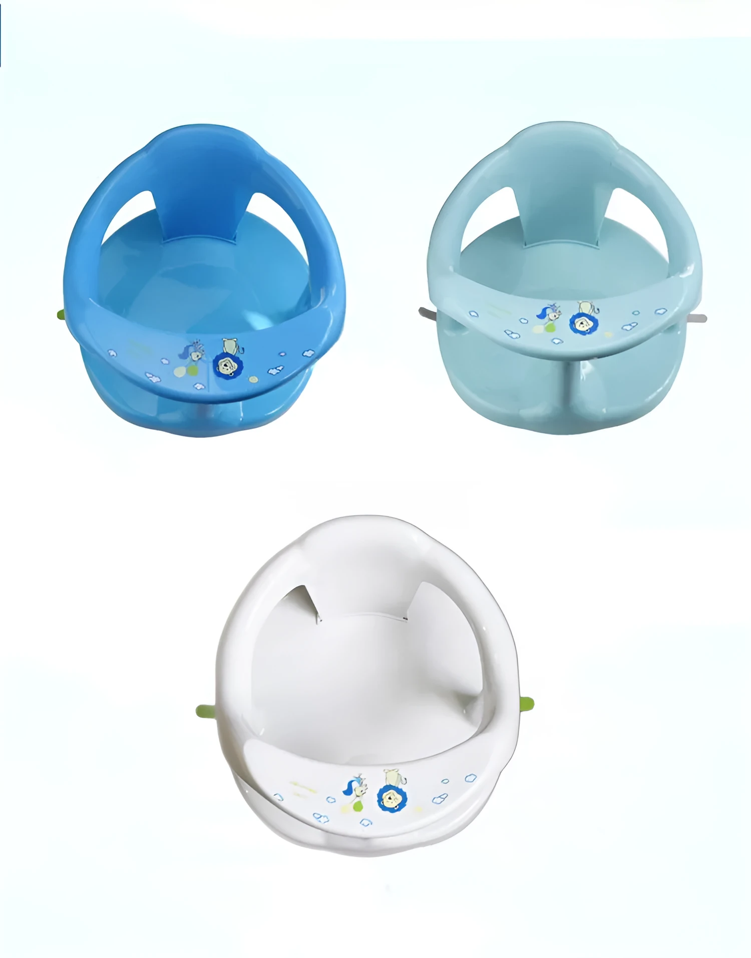 Baby shower stool in white on a bathroom floor, 32x32x21cm, PP and TPR construction