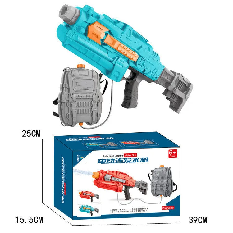 Automatic suction water gun electric toy with 4000ml red backpack and USB charging