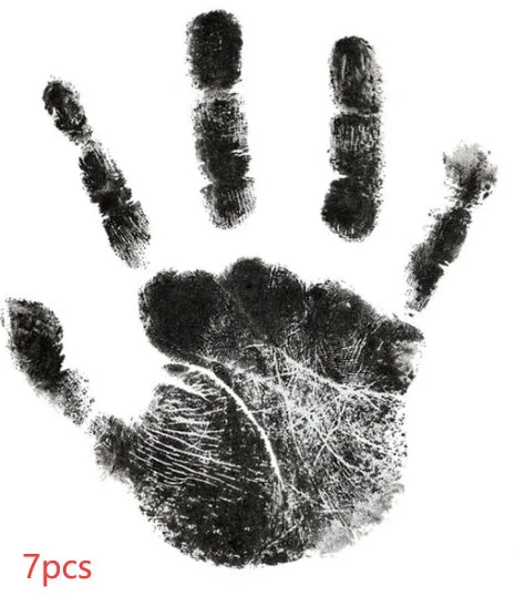 Baby hand and footprint ink pad set with non-toxic washable ink in black red and blue colours on white background
