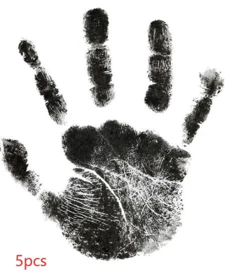 Baby hand and footprint ink pad set with non-toxic washable ink in black red and blue colours on white background