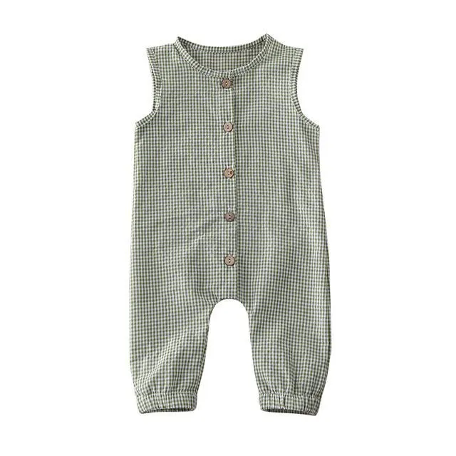 Black baby romper with lid buckle closure and sleeveless cotton design for newborns