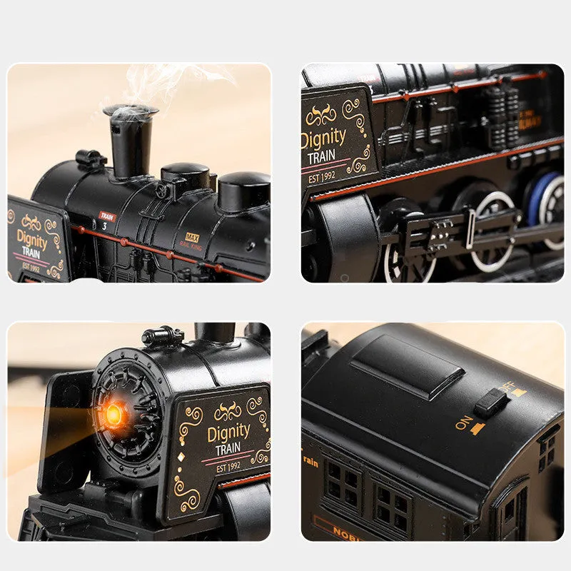 Simulation orbit classical model toy with black base, 3 carriages, and accessories on a flat surface