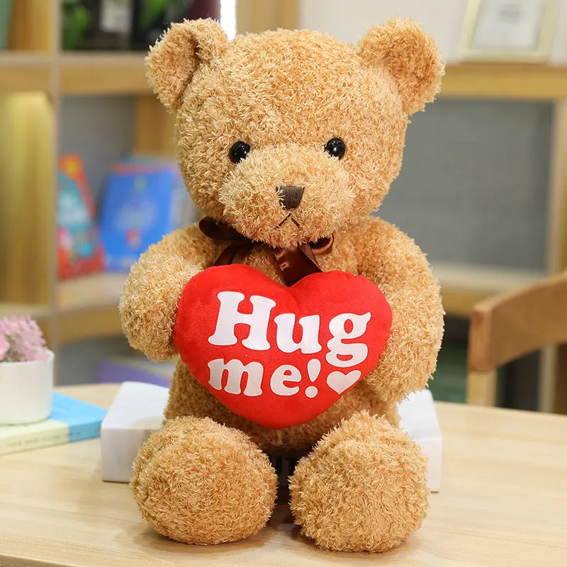 Teddy bear stuffed toy plush PP cotton filling beige brown 50 cm height front view