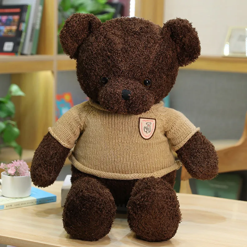 Teddy bear stuffed toy plush PP cotton filling beige brown 50 cm height front view