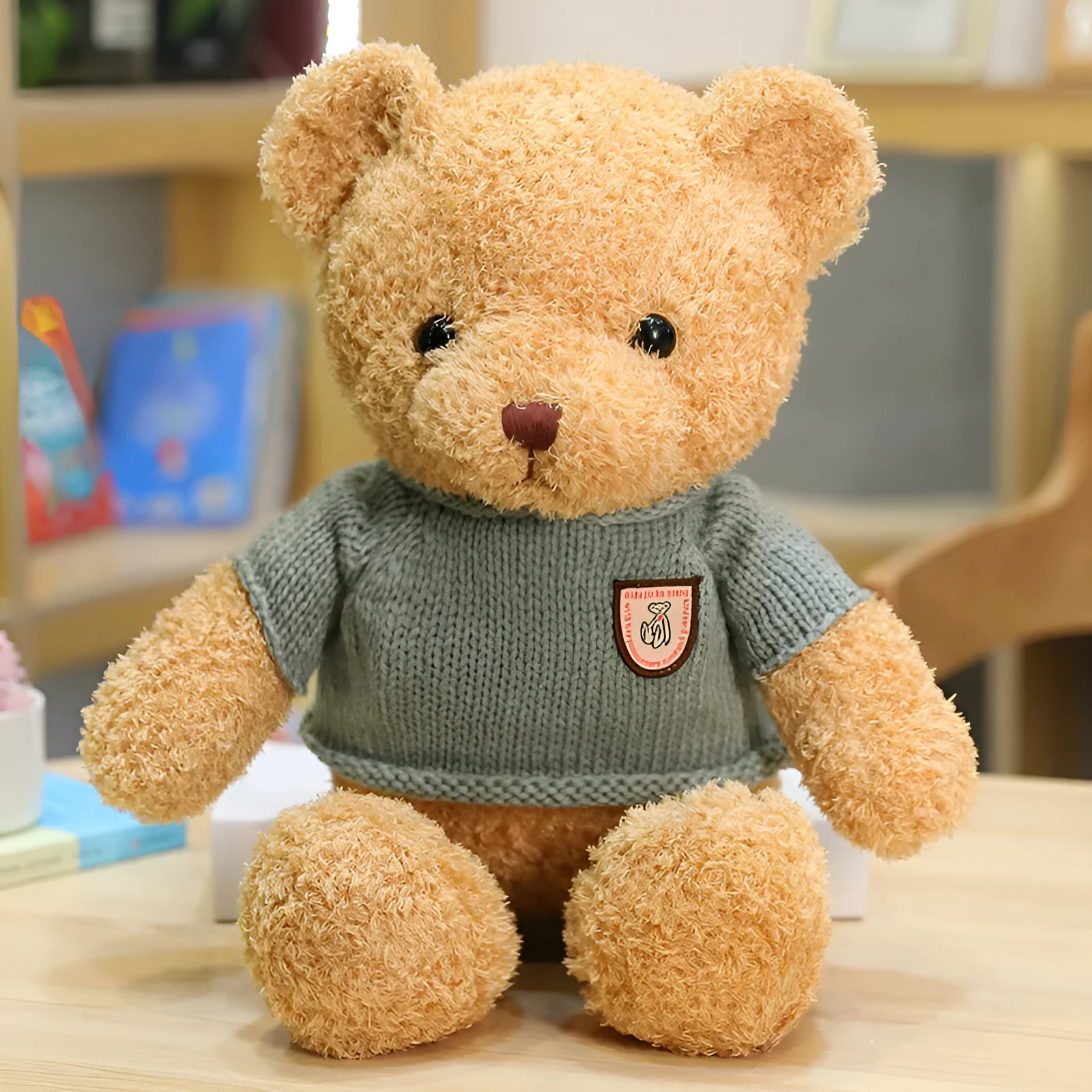 Teddy bear stuffed toy plush PP cotton filling beige brown 50 cm height front view