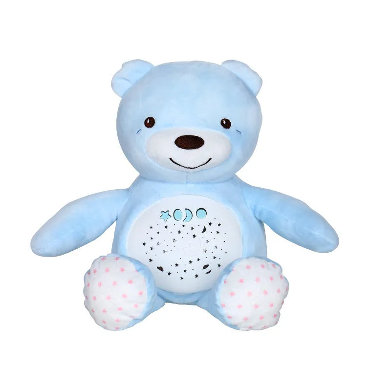 Blue baby star projection plush toy bear 30 cm soft short plush with sponge filling