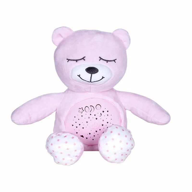 Blue baby star projection plush toy bear 30 cm soft short plush with sponge filling