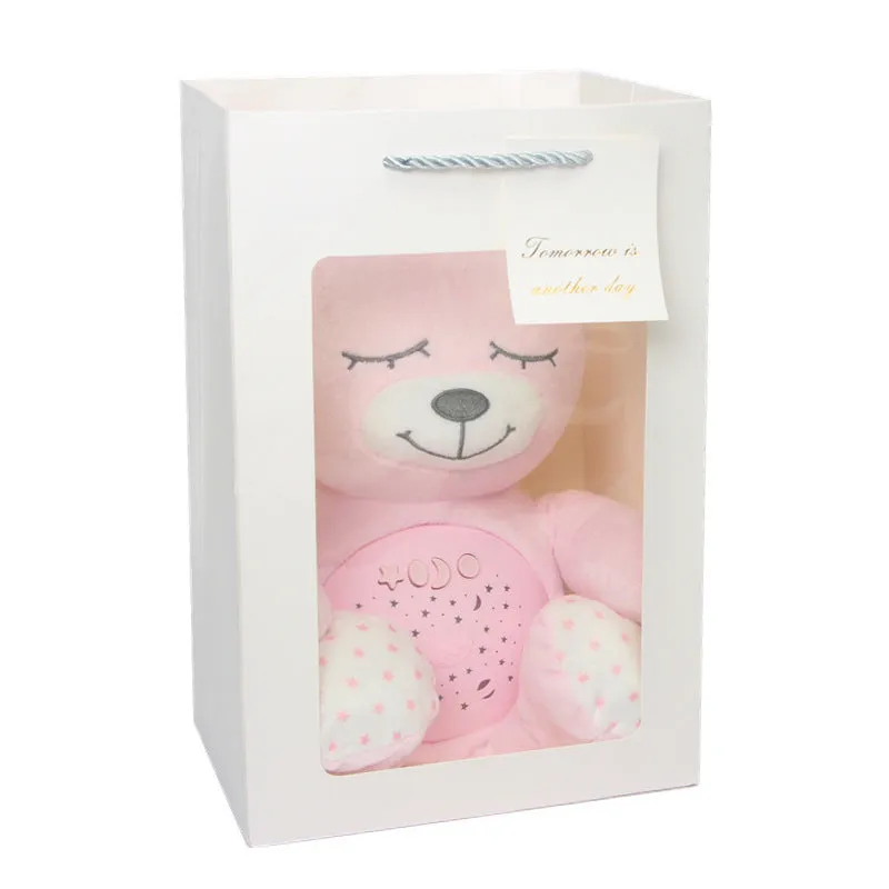 Blue baby star projection plush toy bear 30 cm soft short plush with sponge filling