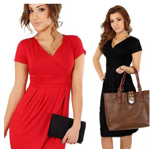 Pregnant women's stretch maternity dress in acrylic knit, available in red, Tibetan blue, black, blue, sizes S-XL