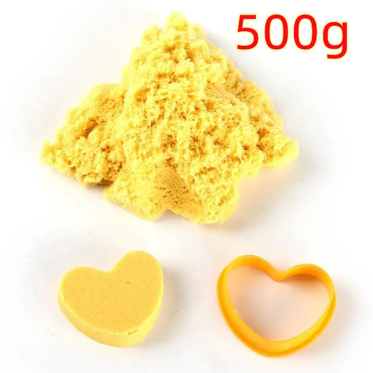 Kinetic space sand in multiple colours including blue, green, orange, pink, purple, red, rose, and sand colour in plastic bag packaging