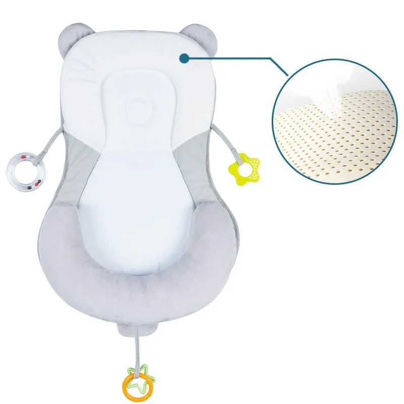 Baby positioning pad in grey colour with sleeping pad shape and polyester fiber filling