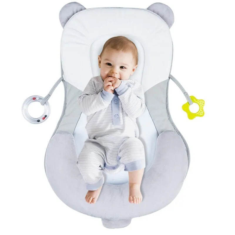 Baby positioning pad in grey colour with sleeping pad shape and polyester fiber filling