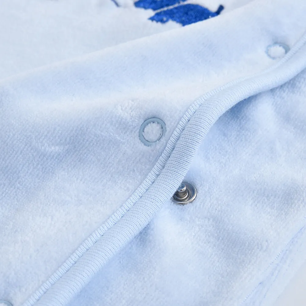 100% cotton newborn baby one-piece long sleeve long climb light blue winter