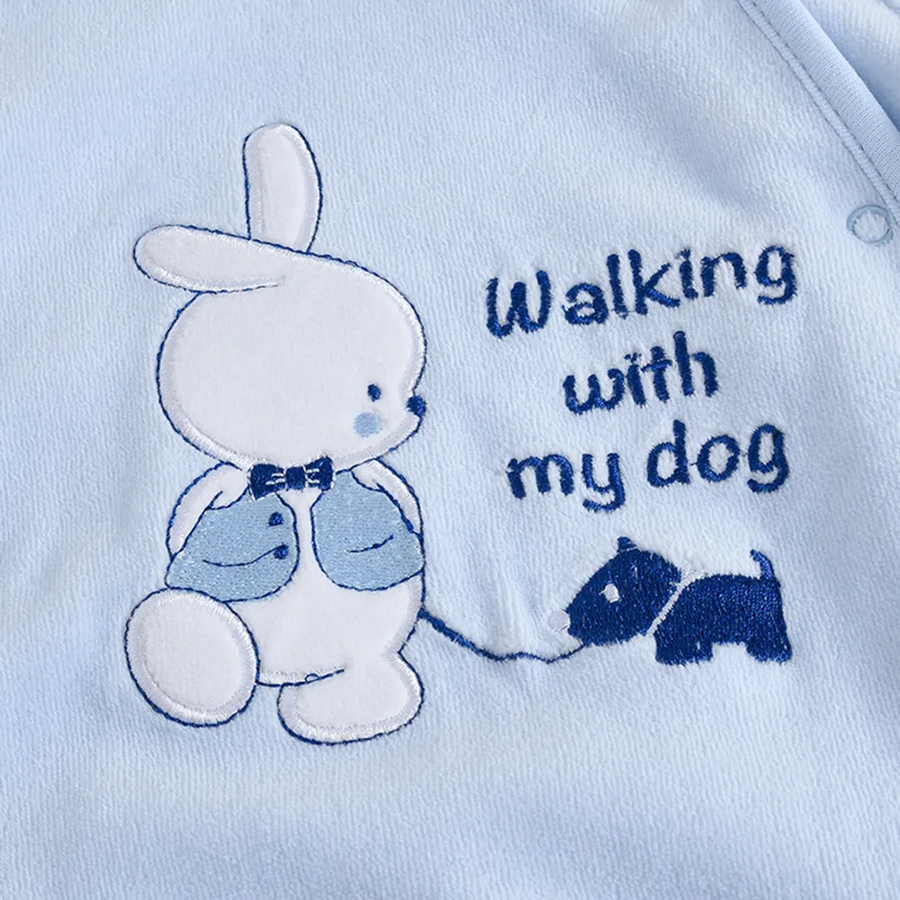 100% cotton newborn baby one-piece long sleeve long climb light blue winter
