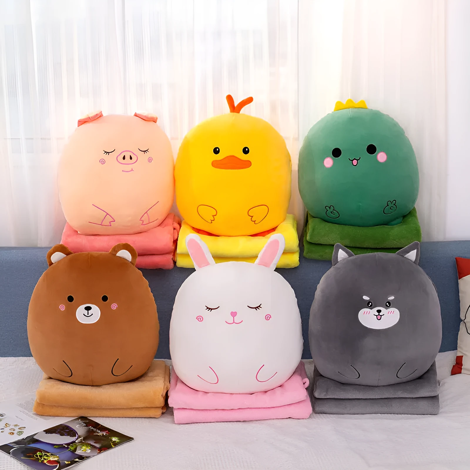 Creative new plush toy stretch velvet animal stuffed bear duckling husky pig rabbit dinosaur
