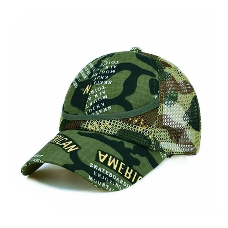 Boys baseball cap sun hat in alphabet camouflage with brim for sun protection