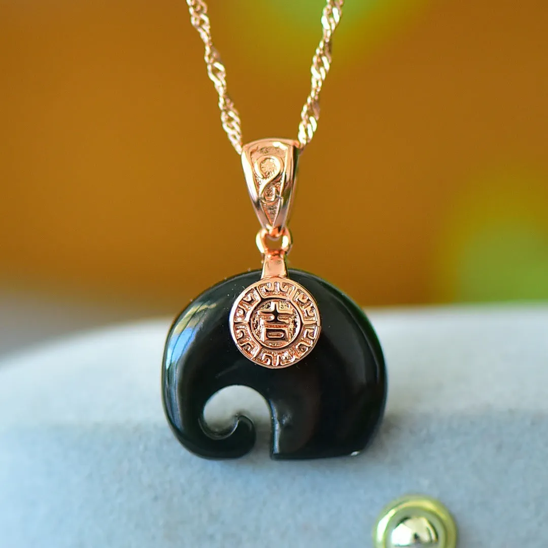 Natural Hetian gray jade pendant with copper inlay on necklace chain