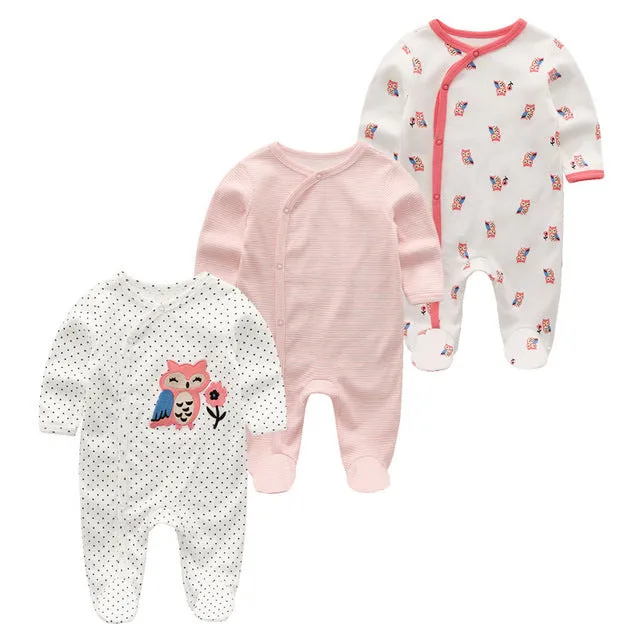 Baby girl long sleeve winter clothing set with floral pattern in artificial coloured cotton, available in 5 colours and sizes 3M to 12M