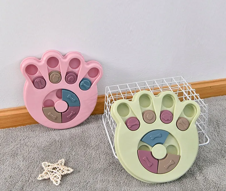 Blue slow feed dog bowl with non-slip base and food sections, made from thickened PP material