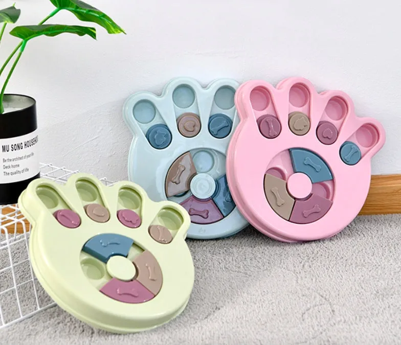 Blue slow feed dog bowl with non-slip base and food sections, made from thickened PP material