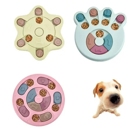 Blue slow feed dog bowl with non-slip base and food sections, made from thickened PP material