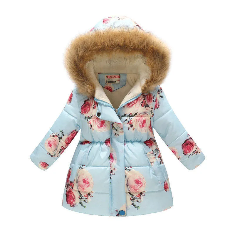 Winter child jacket cotton padded coat neutral round neck thicker filling 96% cotton sizes 100-110cm to 140-150cm for boys and girls