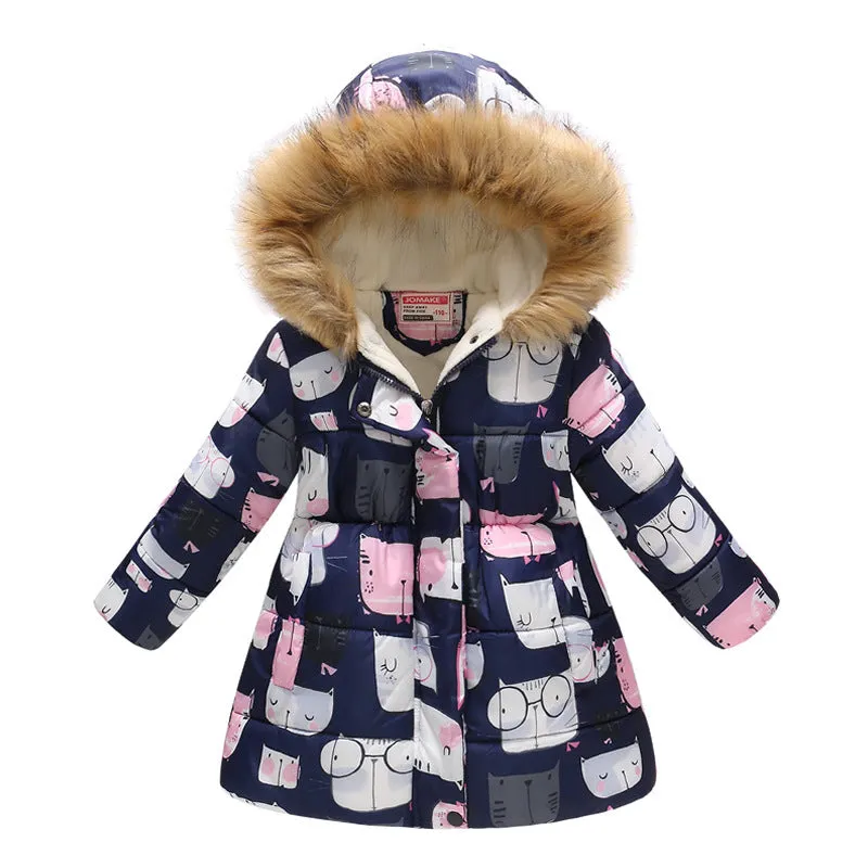 Winter child jacket cotton padded coat neutral round neck thicker filling 96% cotton sizes 100-110cm to 140-150cm for boys and girls