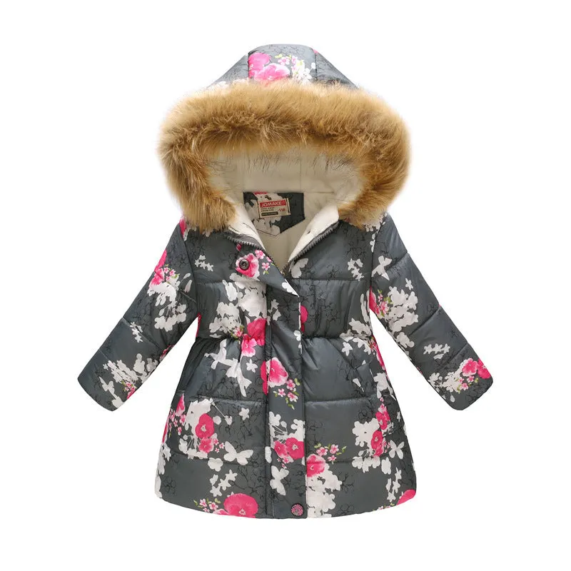 Winter child jacket cotton padded coat neutral round neck thicker filling 96% cotton sizes 100-110cm to 140-150cm for boys and girls