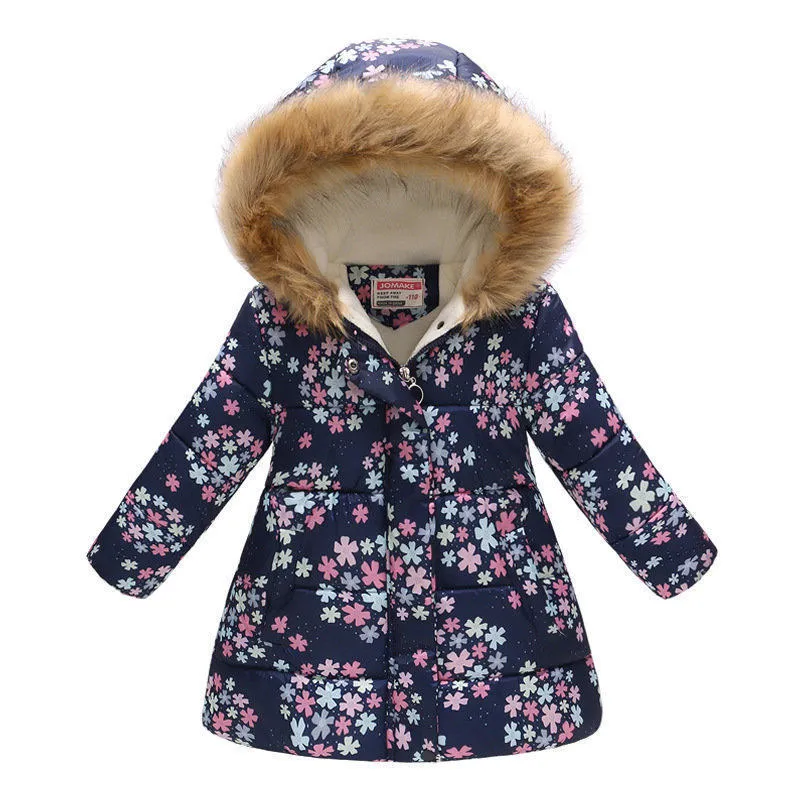 Winter child jacket cotton padded coat neutral round neck thicker filling 96% cotton sizes 100-110cm to 140-150cm for boys and girls