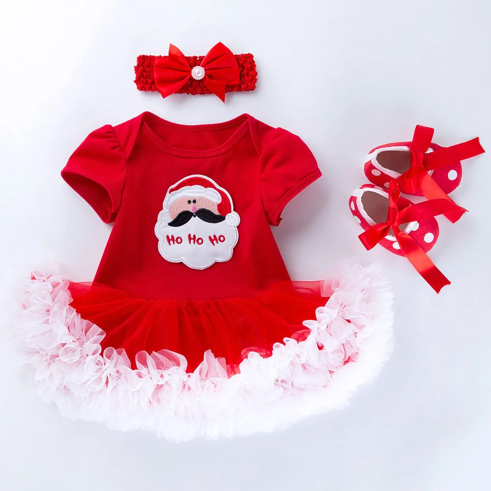 Baby girl short sleeve cartoon romper mesh dress in cotton princess style with bow