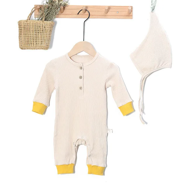 Cotton denim baby jumpsuit for newborn girls, long sleeve, autumn winter outfit, available in multiple colours