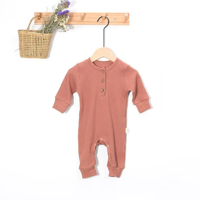 Cotton denim baby jumpsuit for newborn girls, long sleeve, autumn winter outfit, available in multiple colours