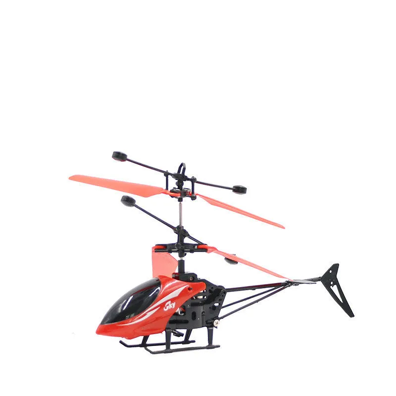 Remote control small infrared induction toy aircraft in blue USB rechargeable 17.5cm indoor flying