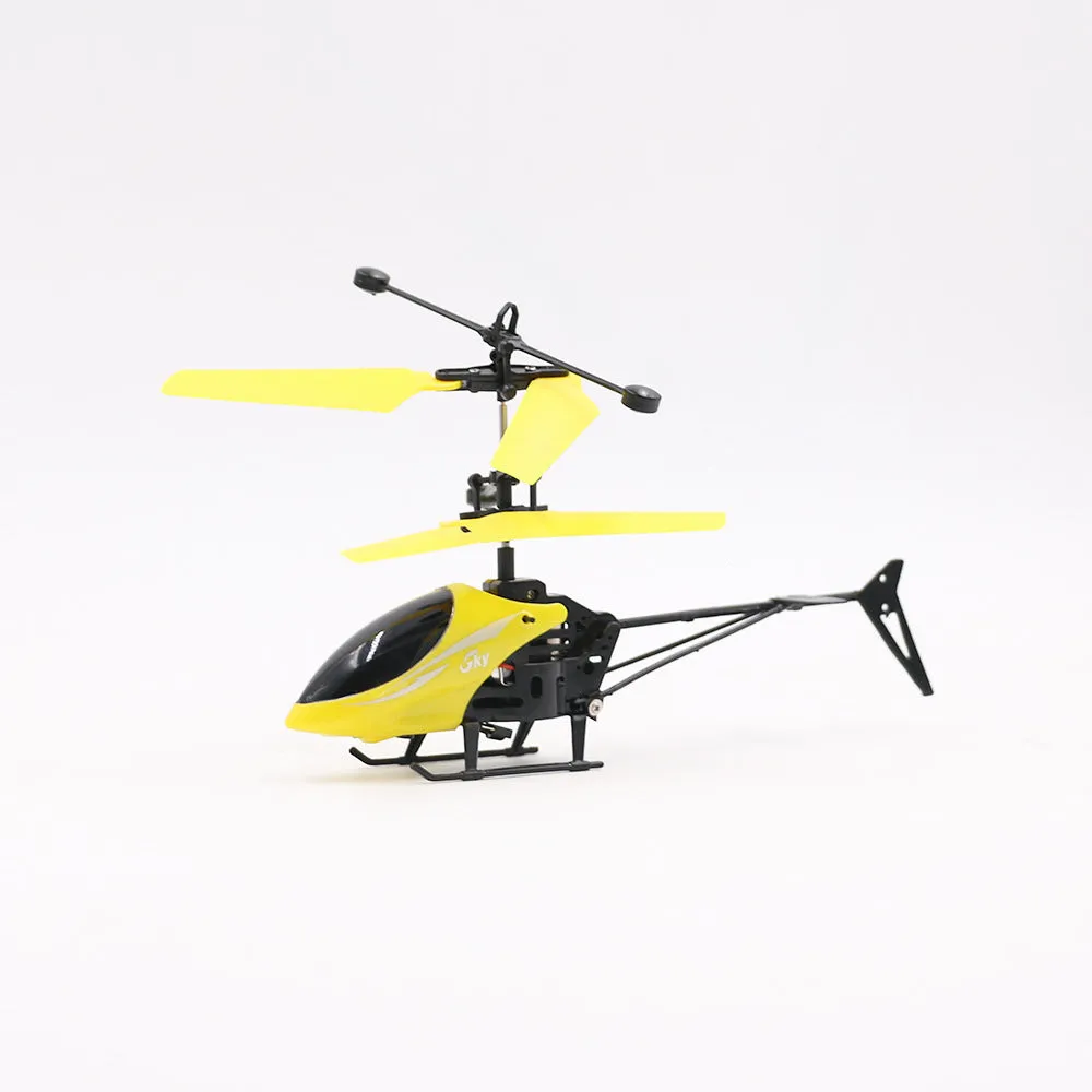 Remote control small infrared induction toy aircraft in blue USB rechargeable 17.5cm indoor flying