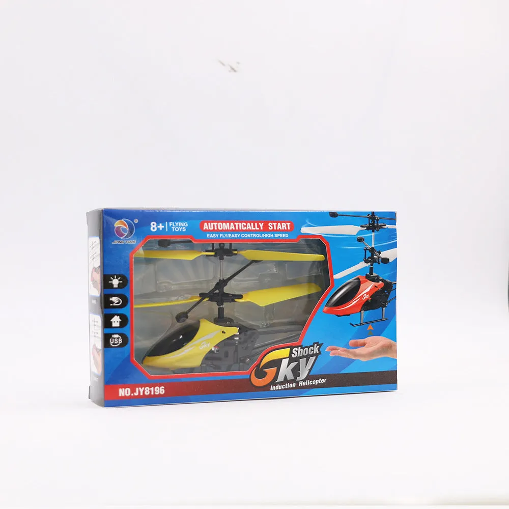 Remote control small infrared induction toy aircraft in blue USB rechargeable 17.5cm indoor flying