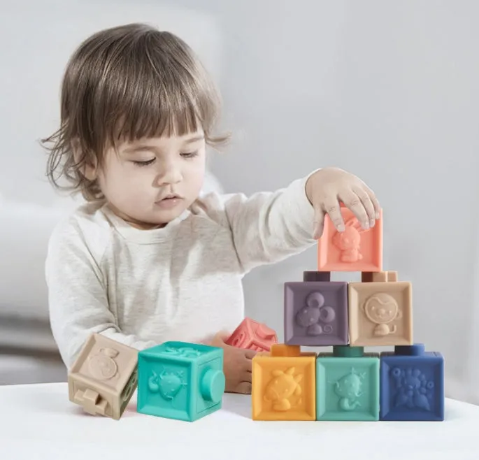 Animal relief soft building blocks 0-38 pieces enamel cognitive domino toy in colour box