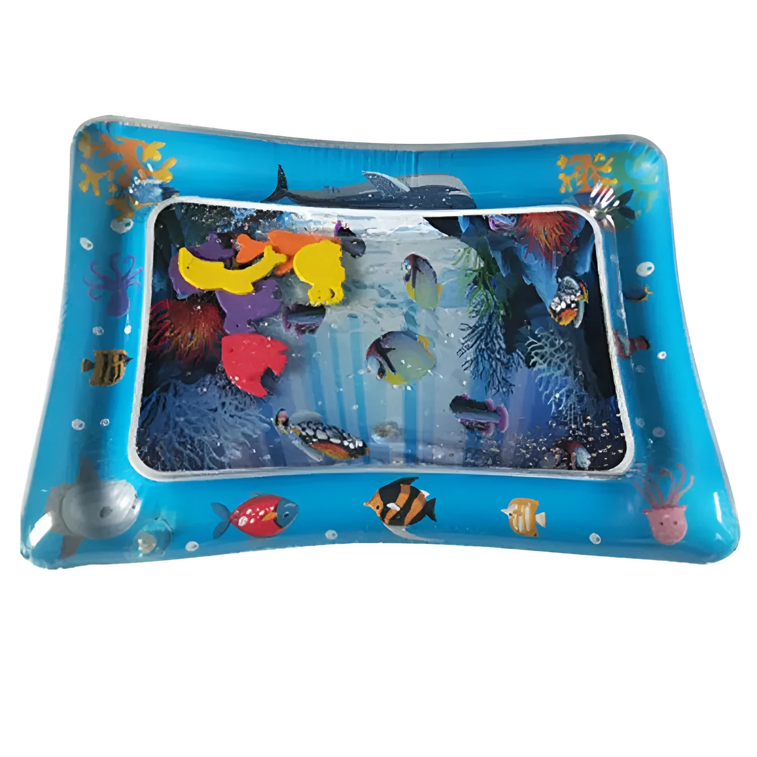 Baby playing pad water cushion in whale colour pattern, 60x50 cm PVC crawling mat
