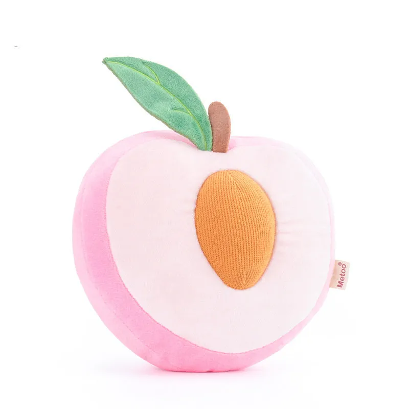 Plush fruit pillow toy peach cute cushion with sweet expression soft cotton short plush kawaii