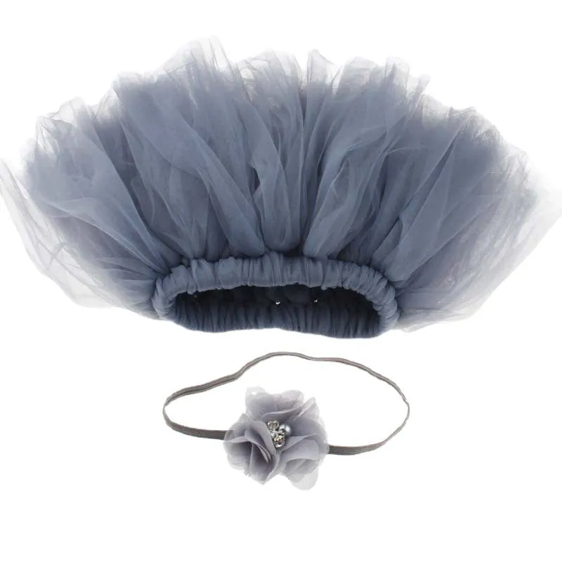 Baby pettiskirt two-piece set with lace, bow, and mesh in seven colours for 1-3 months photography