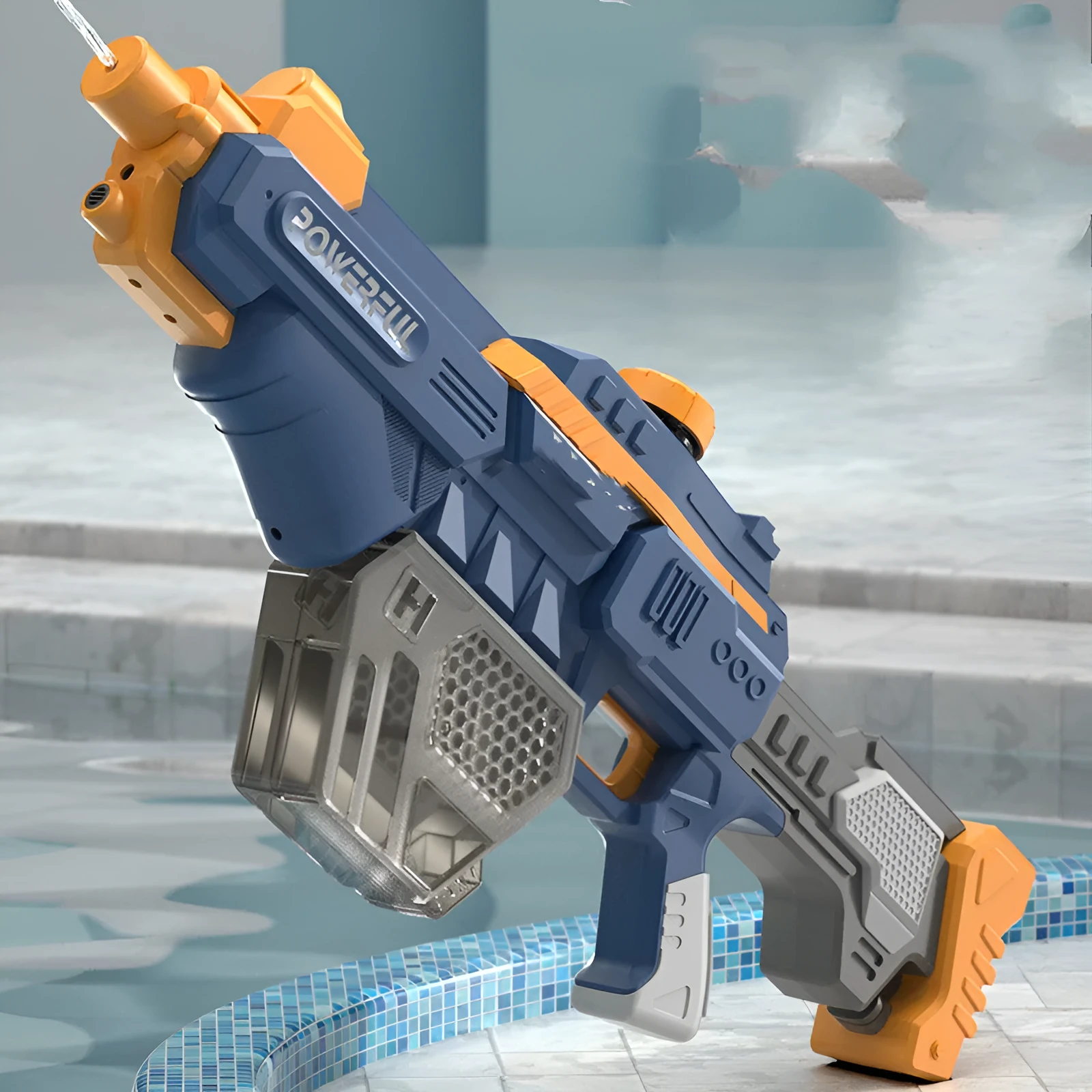 Electric continuous firing water gun with 660ML automatic water absorption in blue English colour box