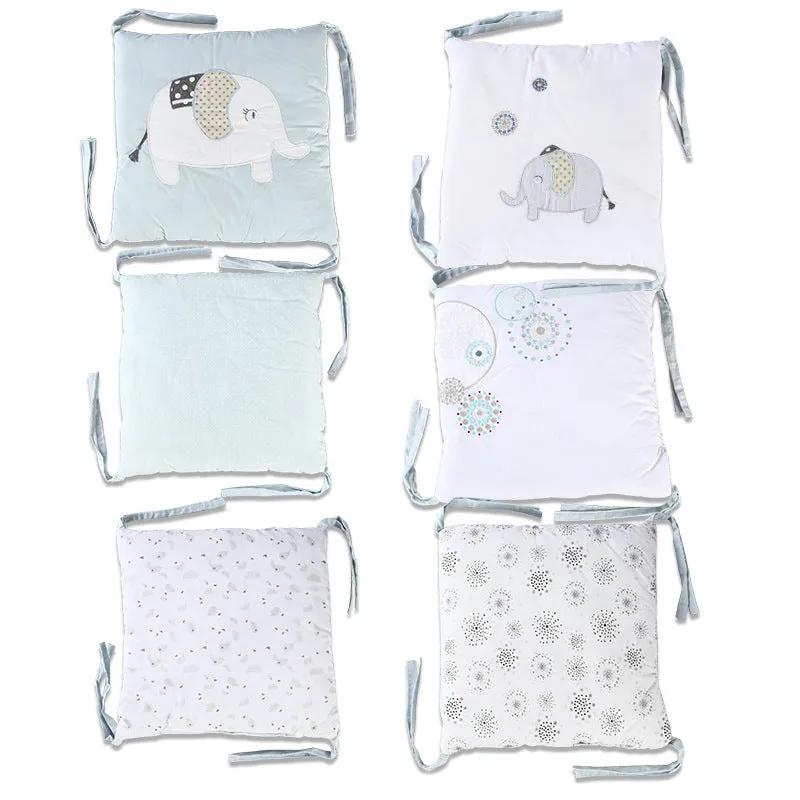 Baby cotton elephant bed 30x30cm in Morandi colour with animal pattern, six sets for crib use