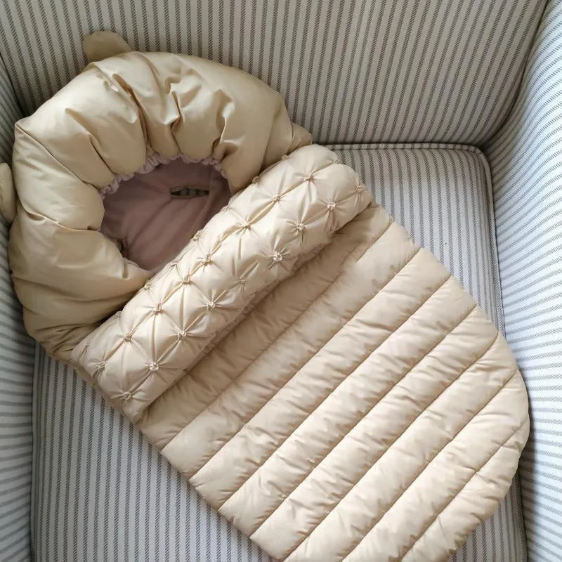 Baby sleeping bag in blue, made from nylon faux silk fleece, size 45x90cm