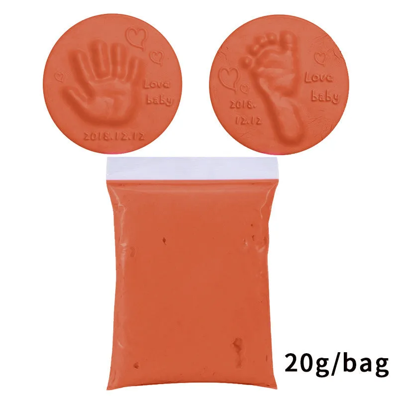 Baby handprint footprint clay kit with 20g soft non-toxic moulding paste in multiple colours